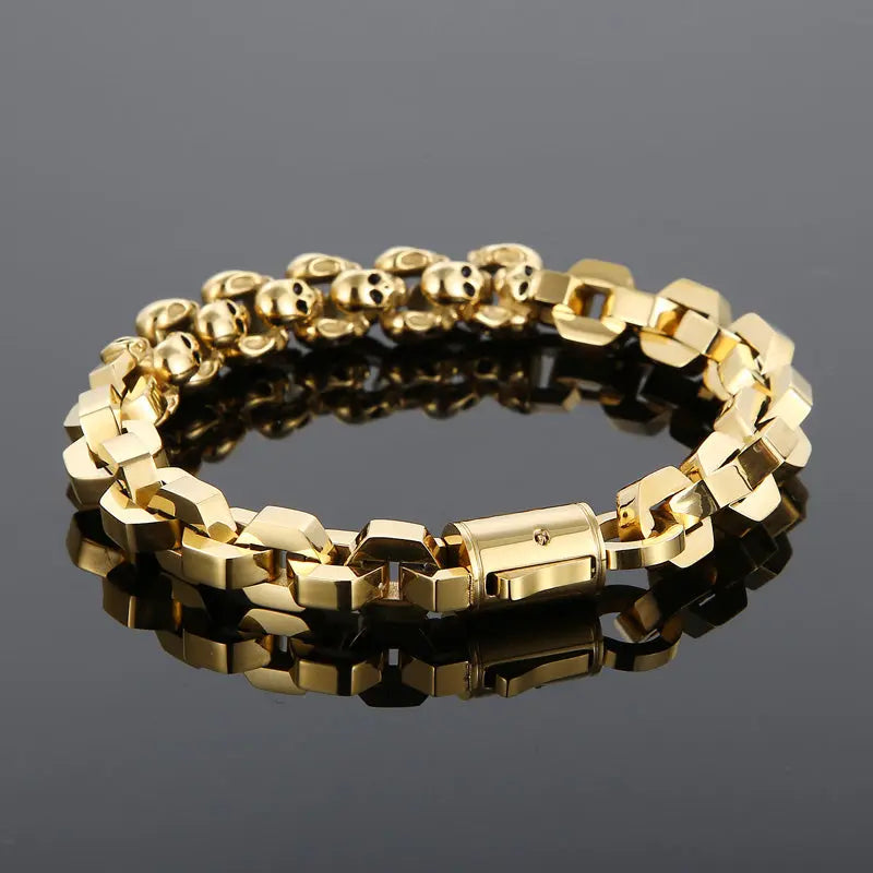 Skull Chain Link Spliced Stainless Steel Bracelet