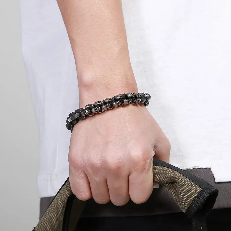 Skull Chain Link Spliced Stainless Steel Bracelet