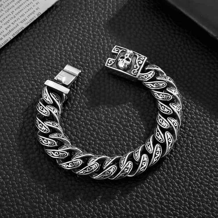 Skull Clasp Heavy Stainless Steel Bracelet