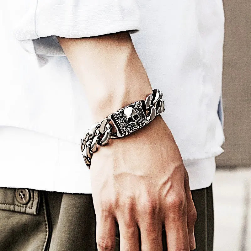 Skull Clasp Stainless Steel Bracelet