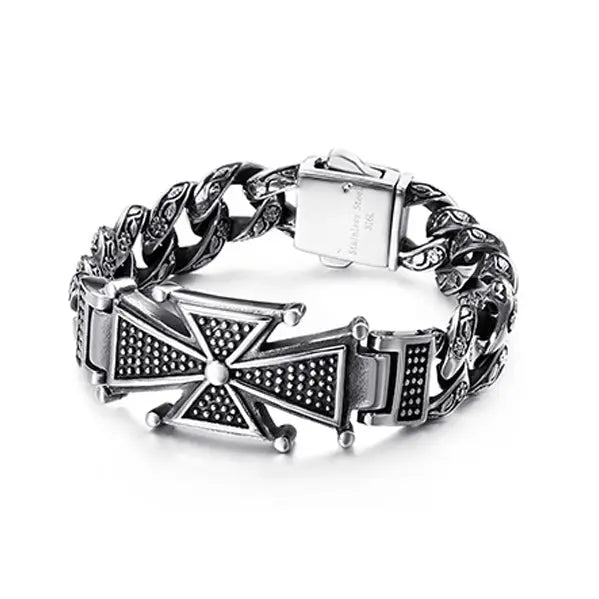 Skull Cross Curb Stainless Steel Bracelet