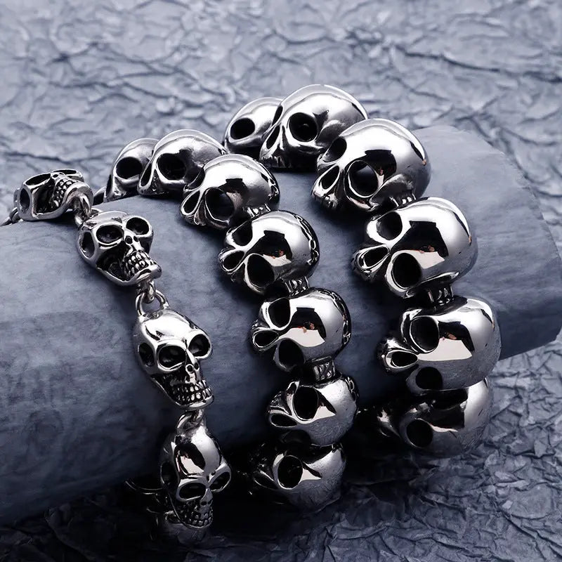 Skull Link Stainless Steel Bracelet