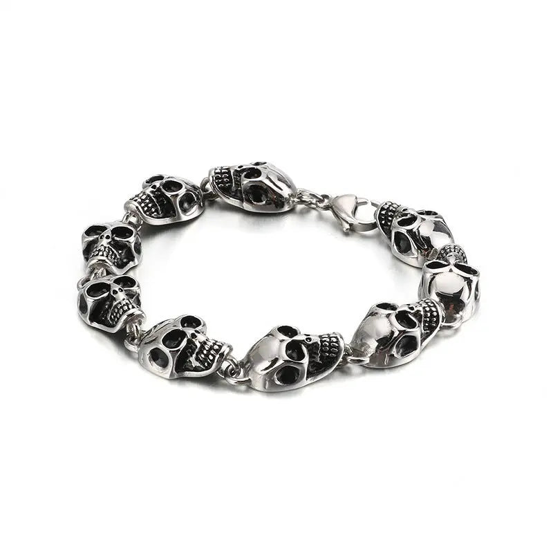 Skull Link Stainless Steel Bracelet