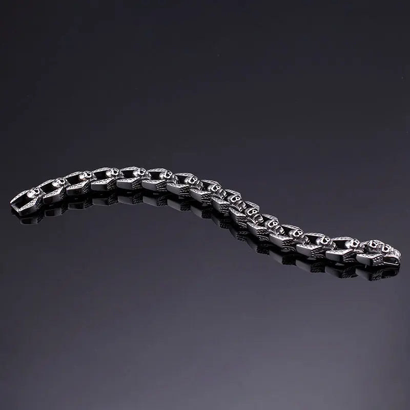 Skull Linked Stainless Steel Bracelet