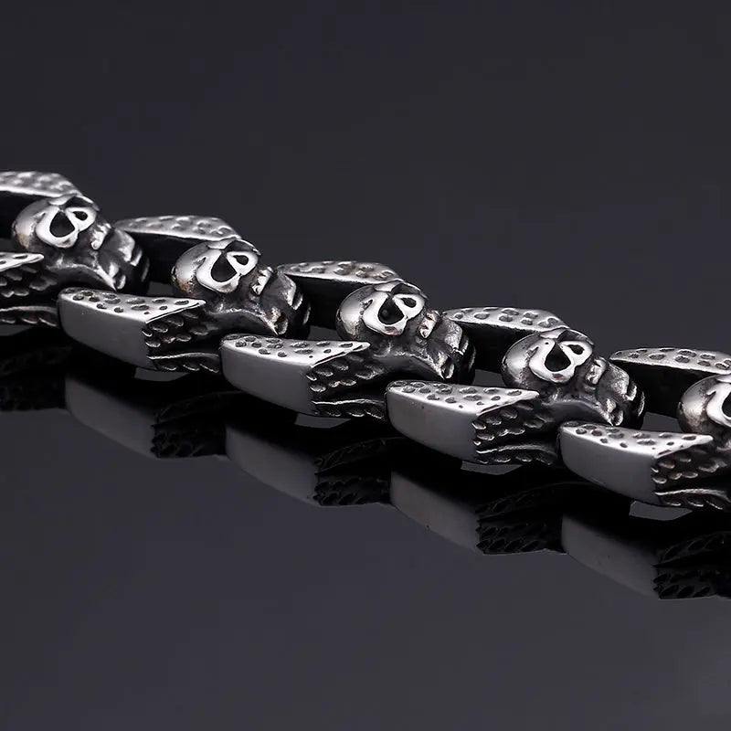 Skull Linked Stainless Steel Bracelet