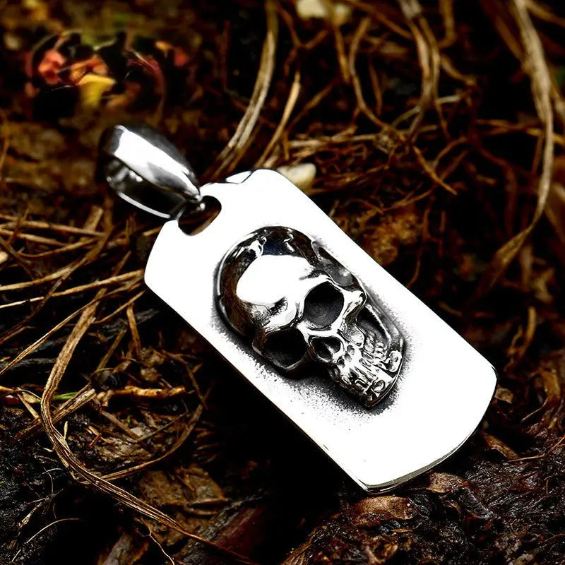 Skull Military License Stainless Steel Pendant