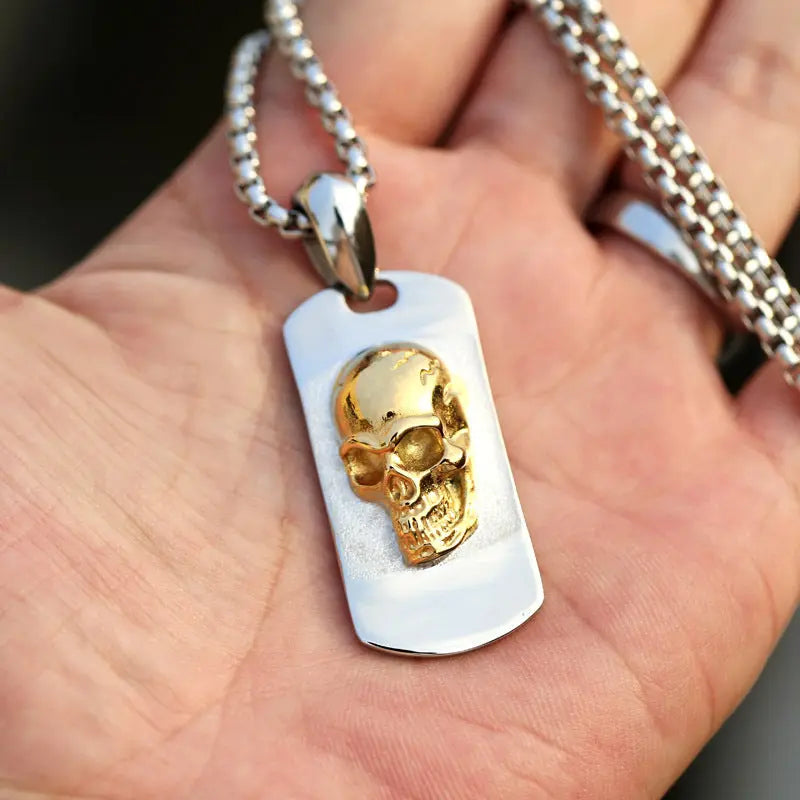 Skull Military License Stainless Steel Pendant