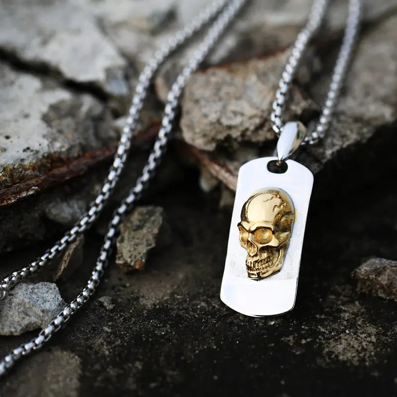 Skull Military License Stainless Steel Pendant