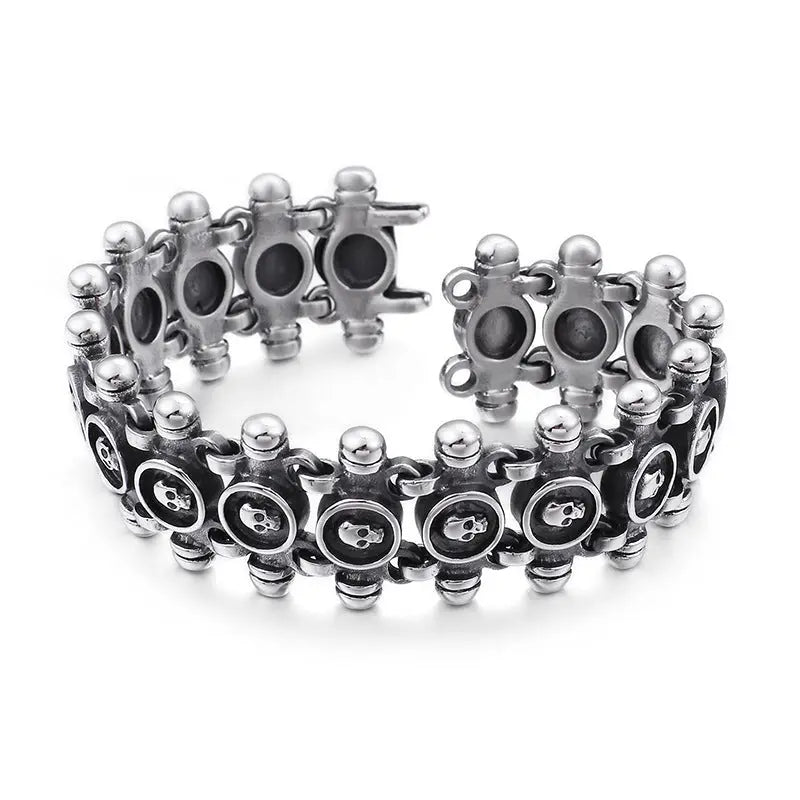 Skull Signet Link Punk Stainless Steel Bracelet