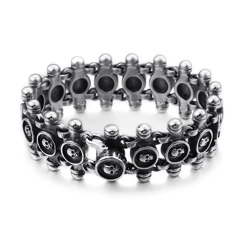 Skull Signet Link Punk Stainless Steel Bracelet