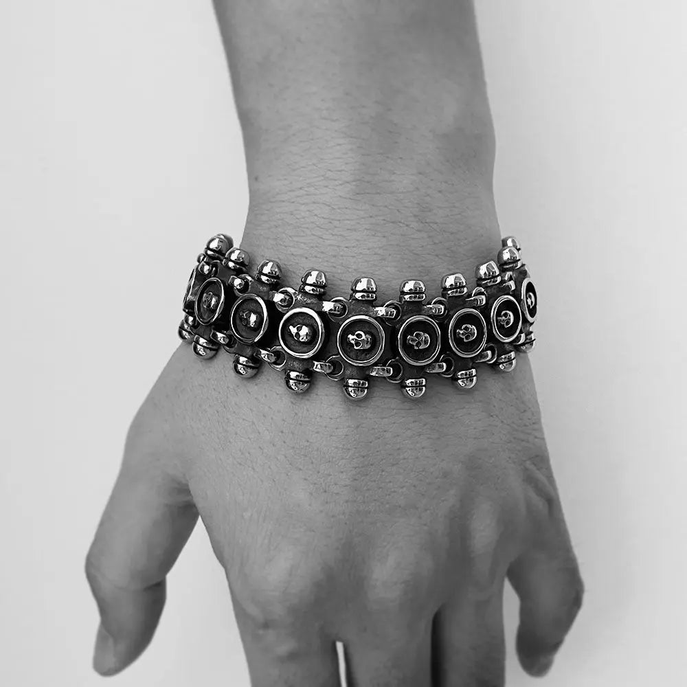 Skull Signet Link Punk Stainless Steel Bracelet