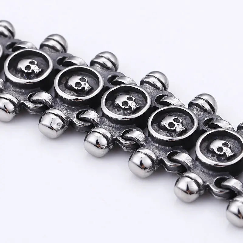 Skull Signet Link Punk Stainless Steel Bracelet