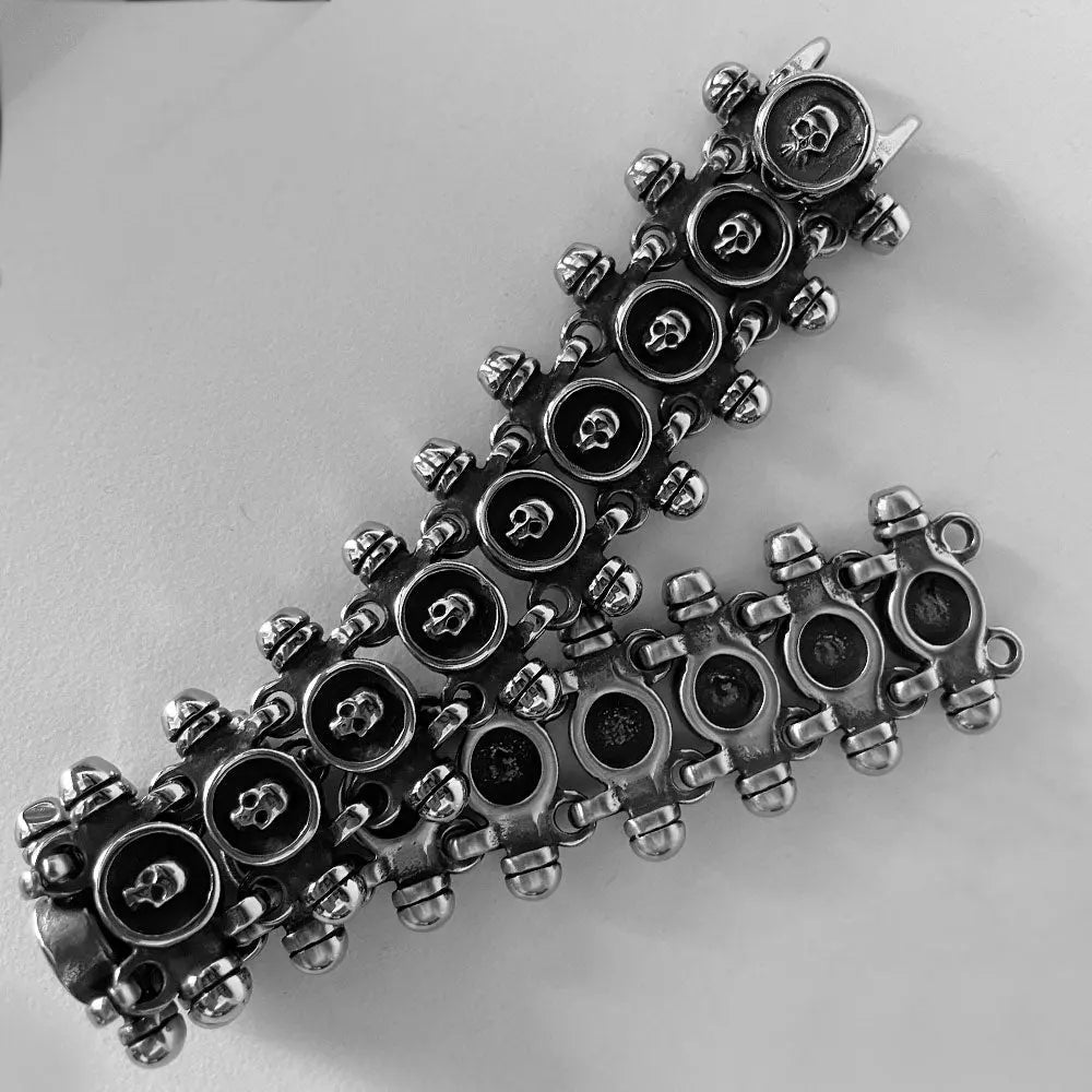 Skull Signet Link Punk Stainless Steel Bracelet