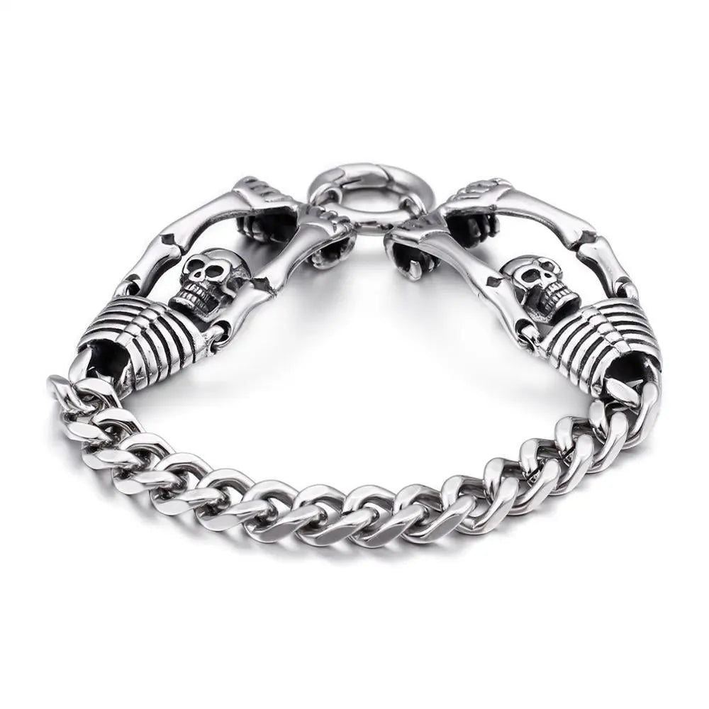 Skull Skeleton Stainless Steel Retro Bracelet
