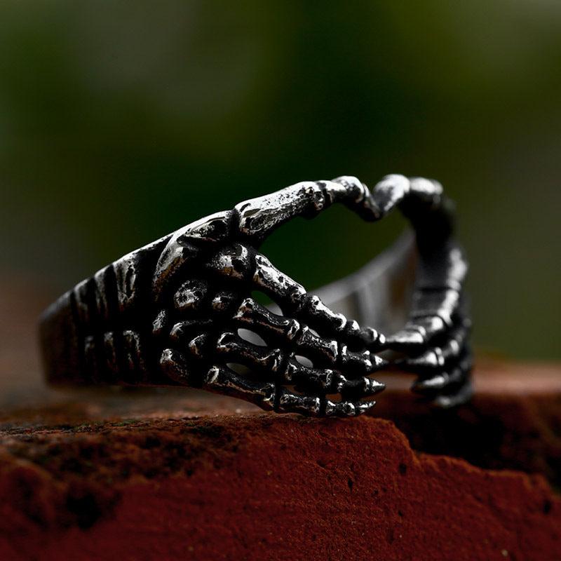 Skull Hand Bone Love Stainless Steel Ring