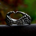 Skull Hand Bone Love Stainless Steel Ring