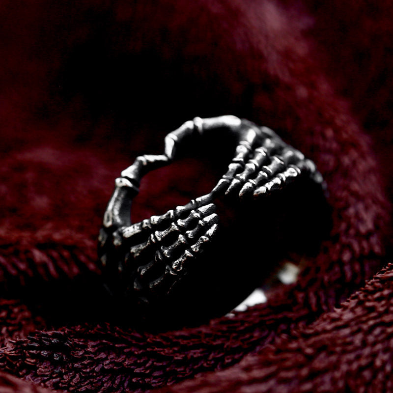 Skull Hand Bone Love Stainless Steel Ring