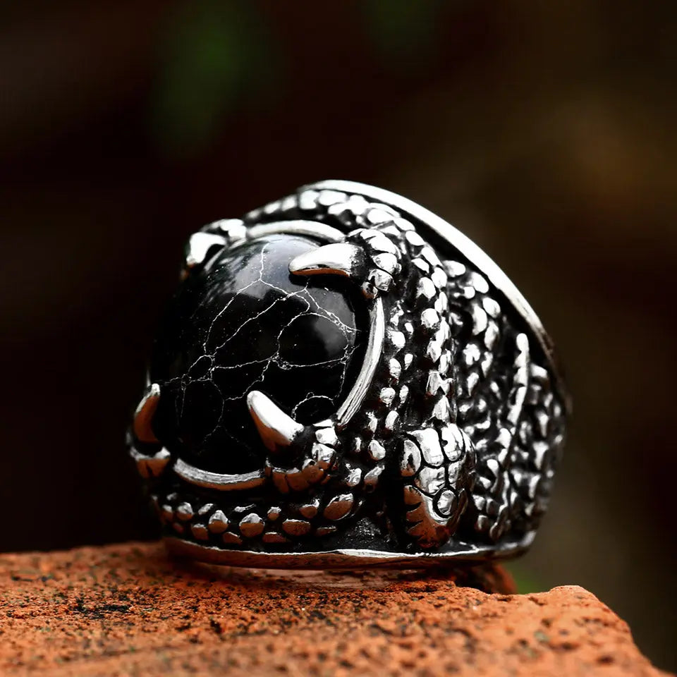 Snake Black Turquoise Stainless Steel Ring
