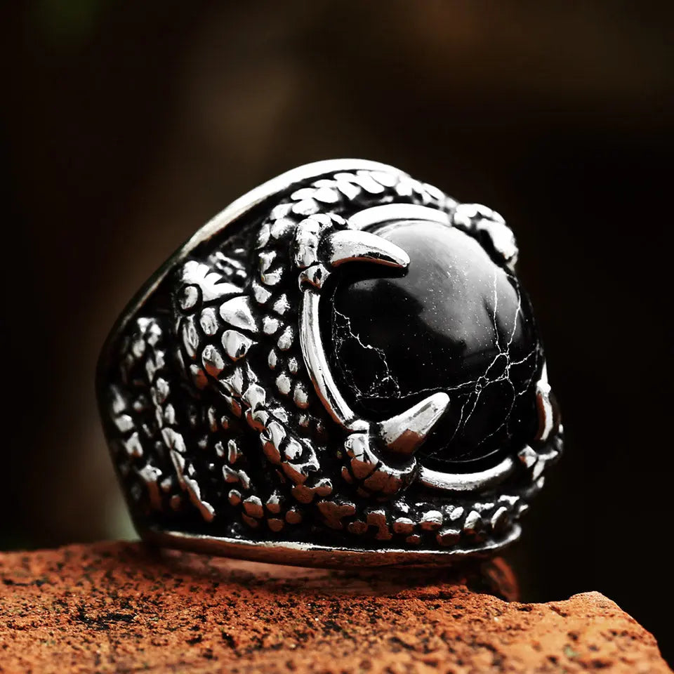 Snake Black Turquoise Stainless Steel Ring