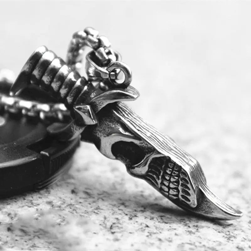 Solid Double-sided Skull Dagger Pendant