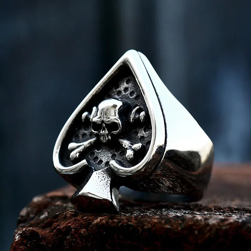 Spade Skull Stainless Steel Ring