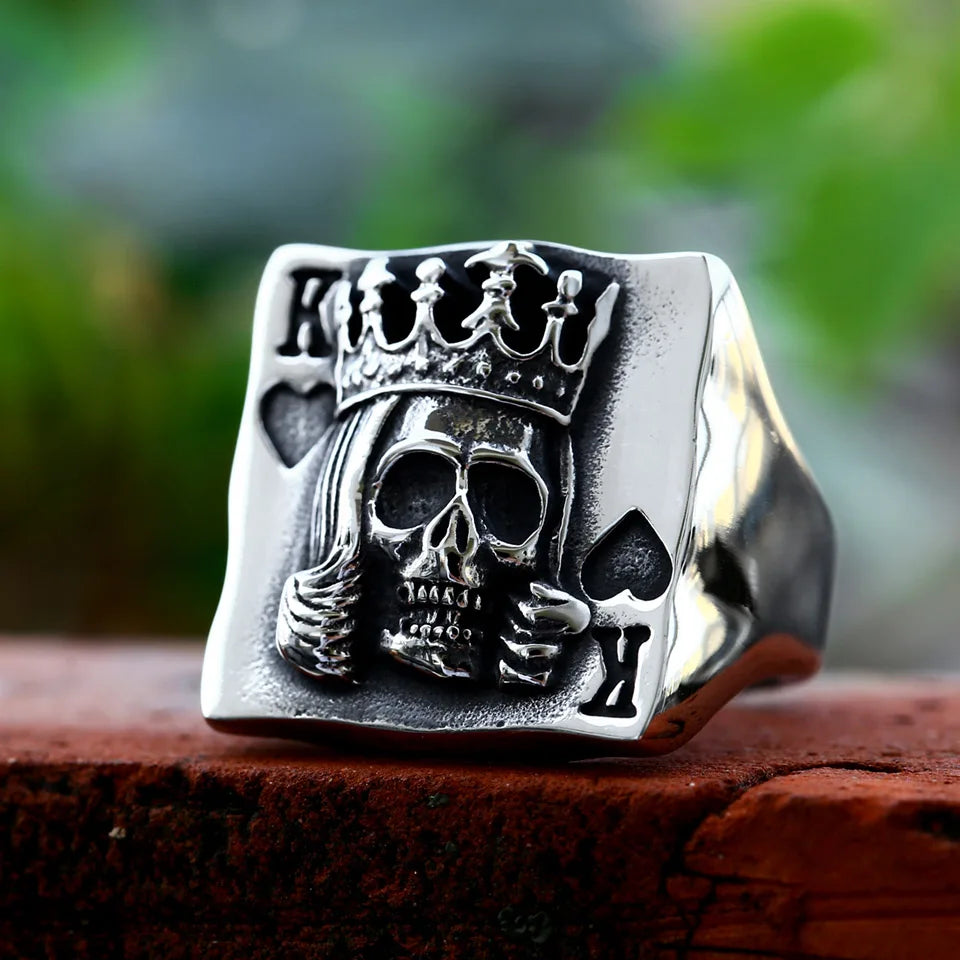 Spade K Skull Stainless Steel Ring