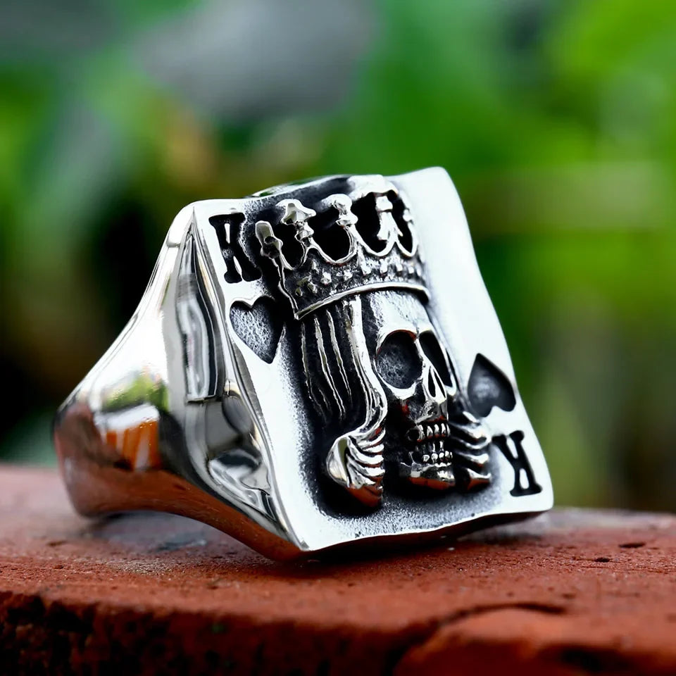 Spade K Skull Stainless Steel Ring