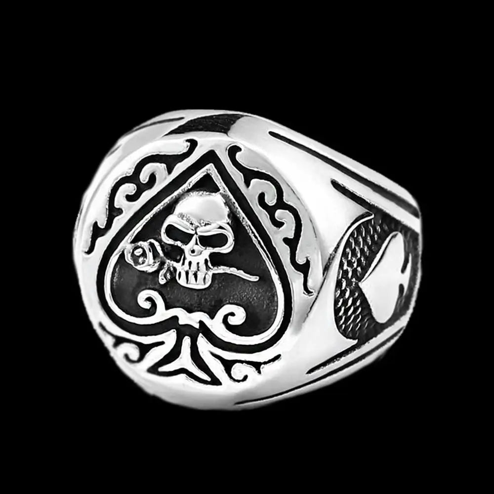 Spades Heart Skull Ring