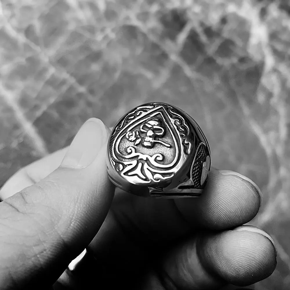 Spades Heart Skull Ring