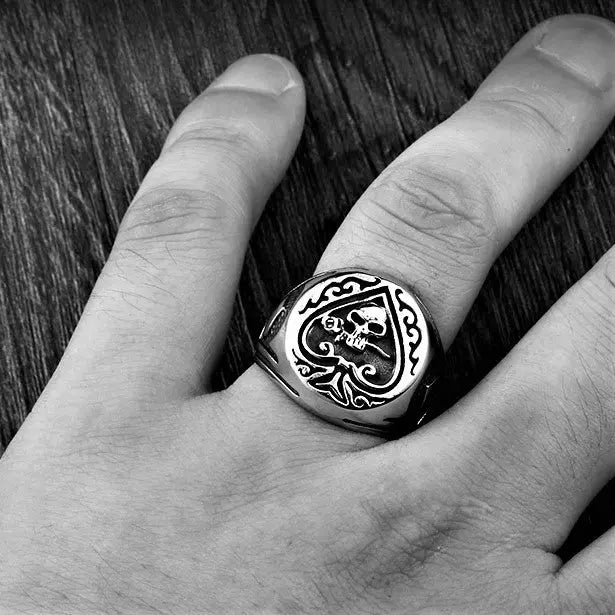 Spades Heart Skull Ring