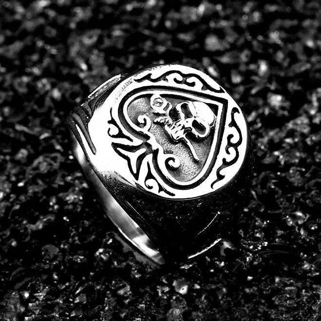 Spades Heart Skull Ring