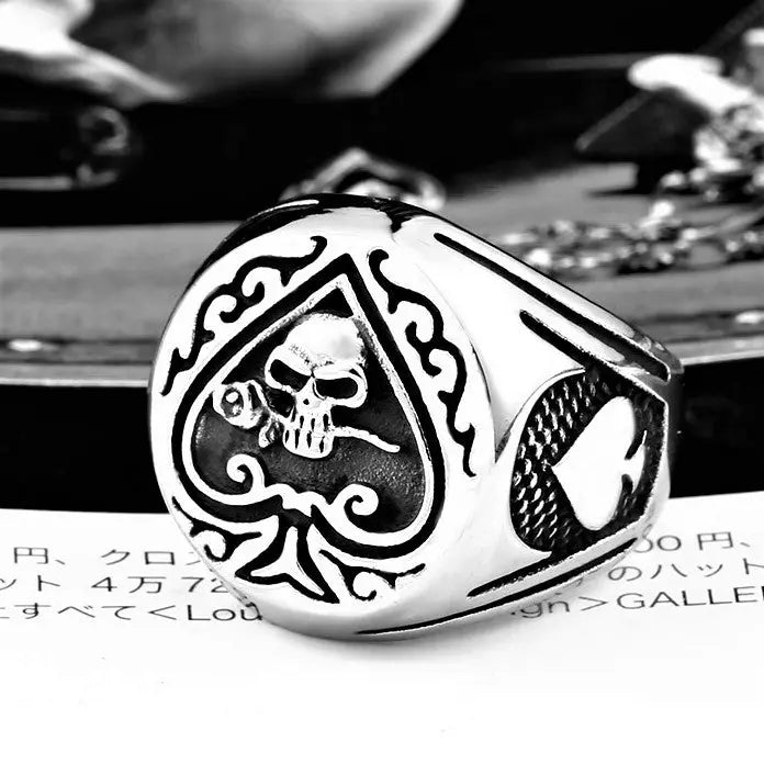 Spades Heart Skull Ring