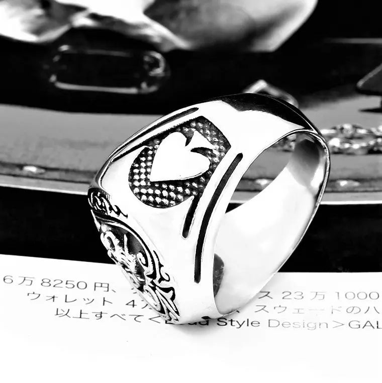Spades Heart Skull Ring