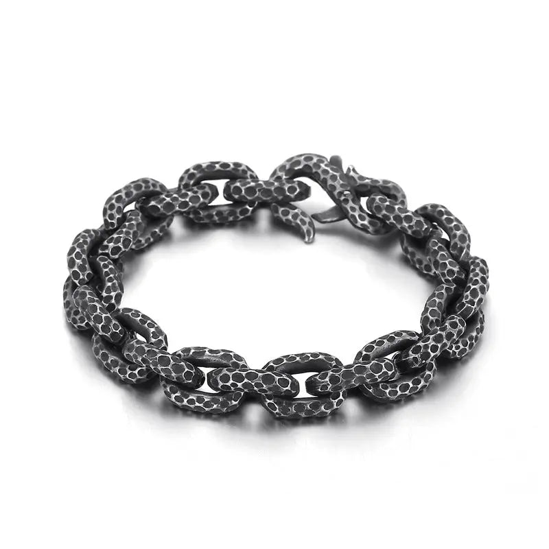 Spotted Cable Link S-Hook Stainless Steel Bracelet