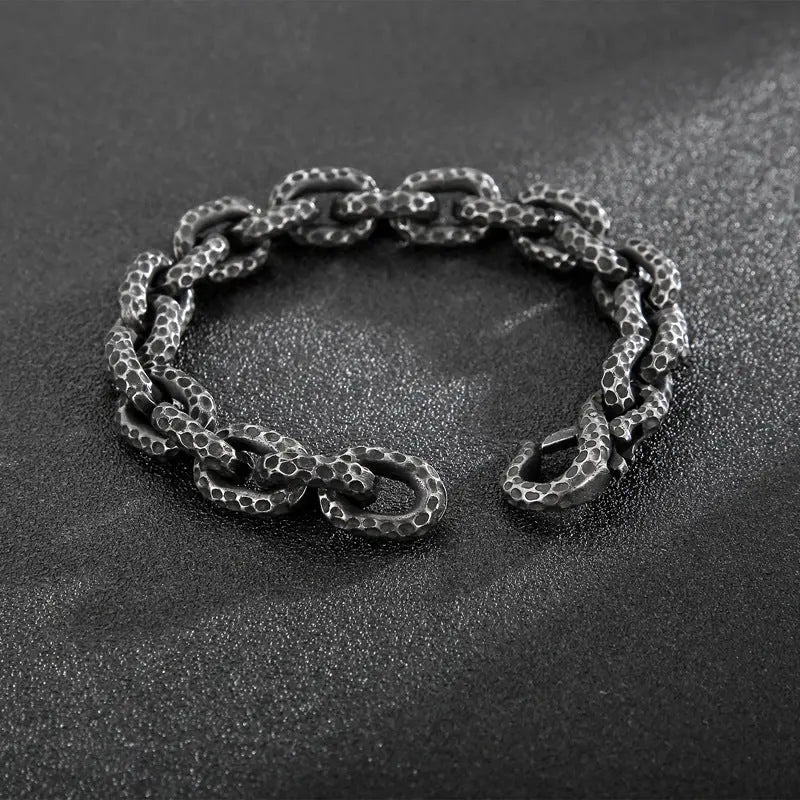 Spotted Cable Link S-Hook Stainless Steel Bracelet