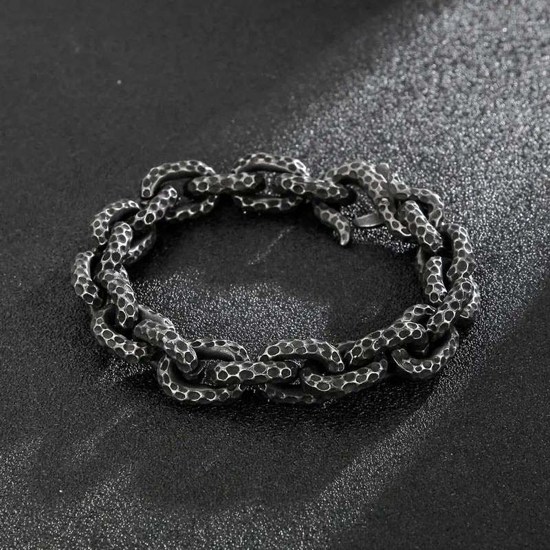 Spotted Cable Link S-Hook Stainless Steel Bracelet