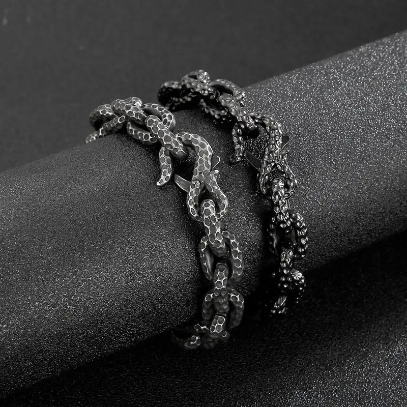 Spotted Cable Link S-Hook Stainless Steel Bracelet