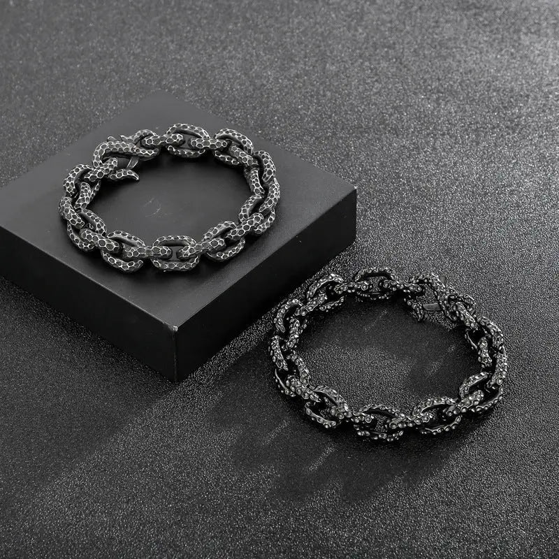 Spotted Cable Link S-Hook Stainless Steel Bracelet