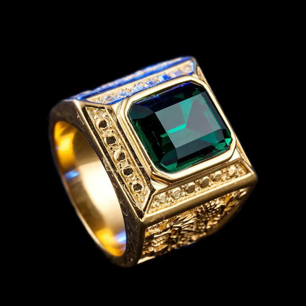 Square Gemstone Dragon Ring