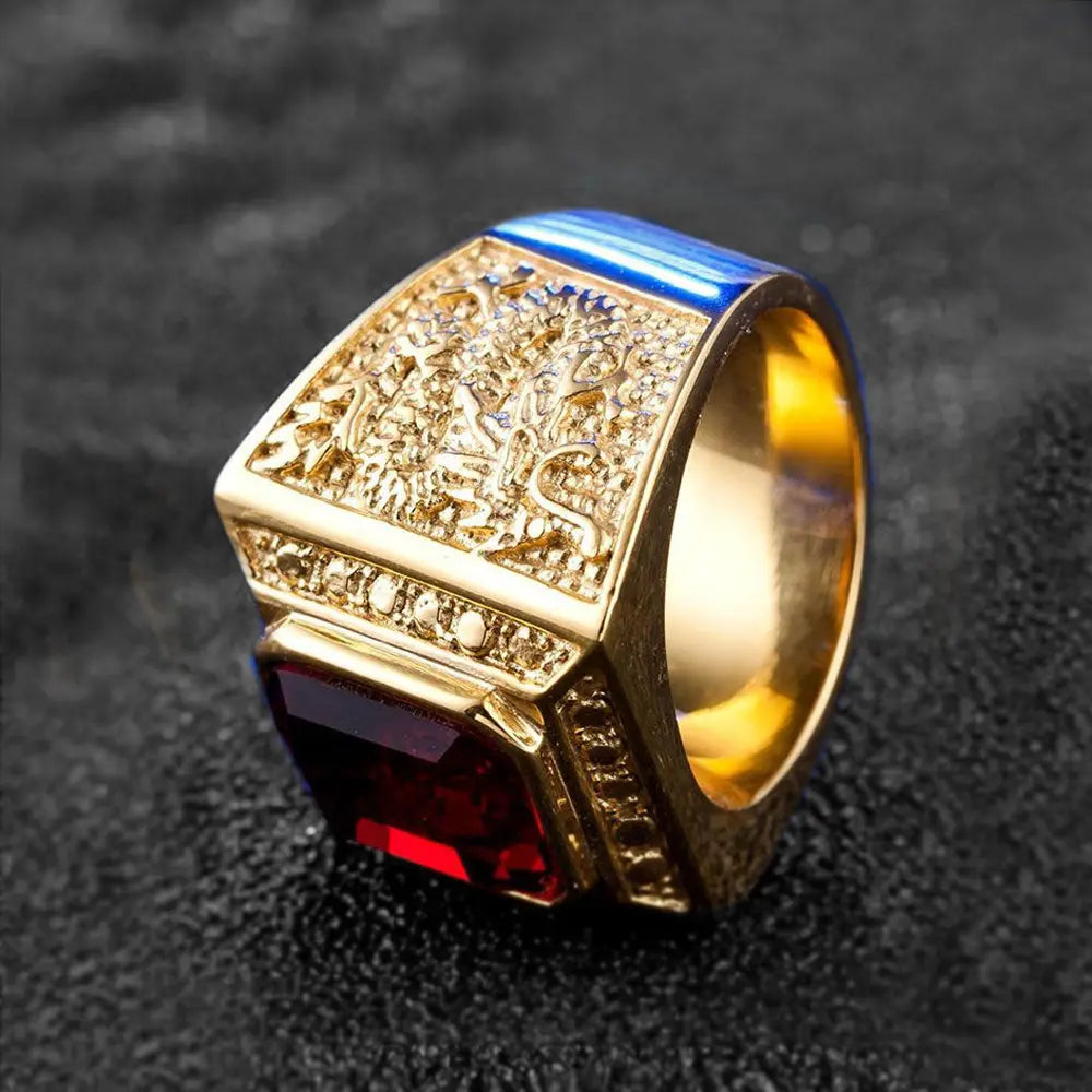 Square Gemstone Dragon Ring