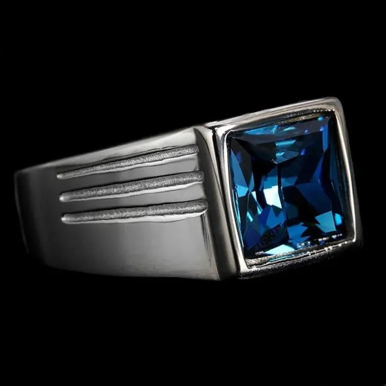 Square Stone Simple Stainless Steel Ring