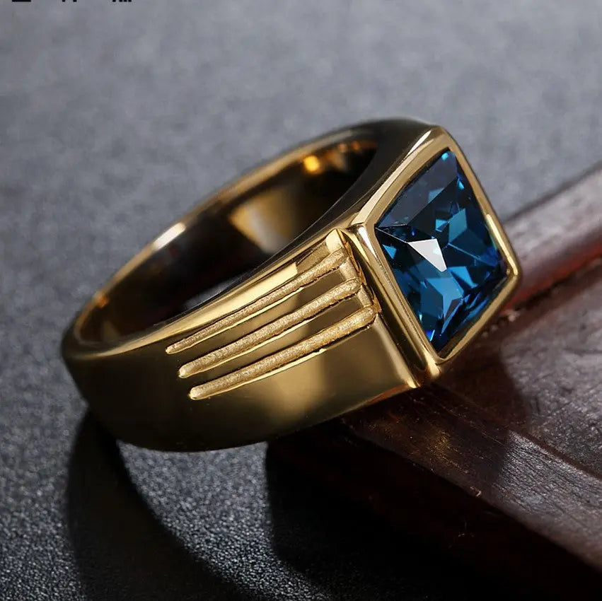 Square Stone Simple Stainless Steel Ring