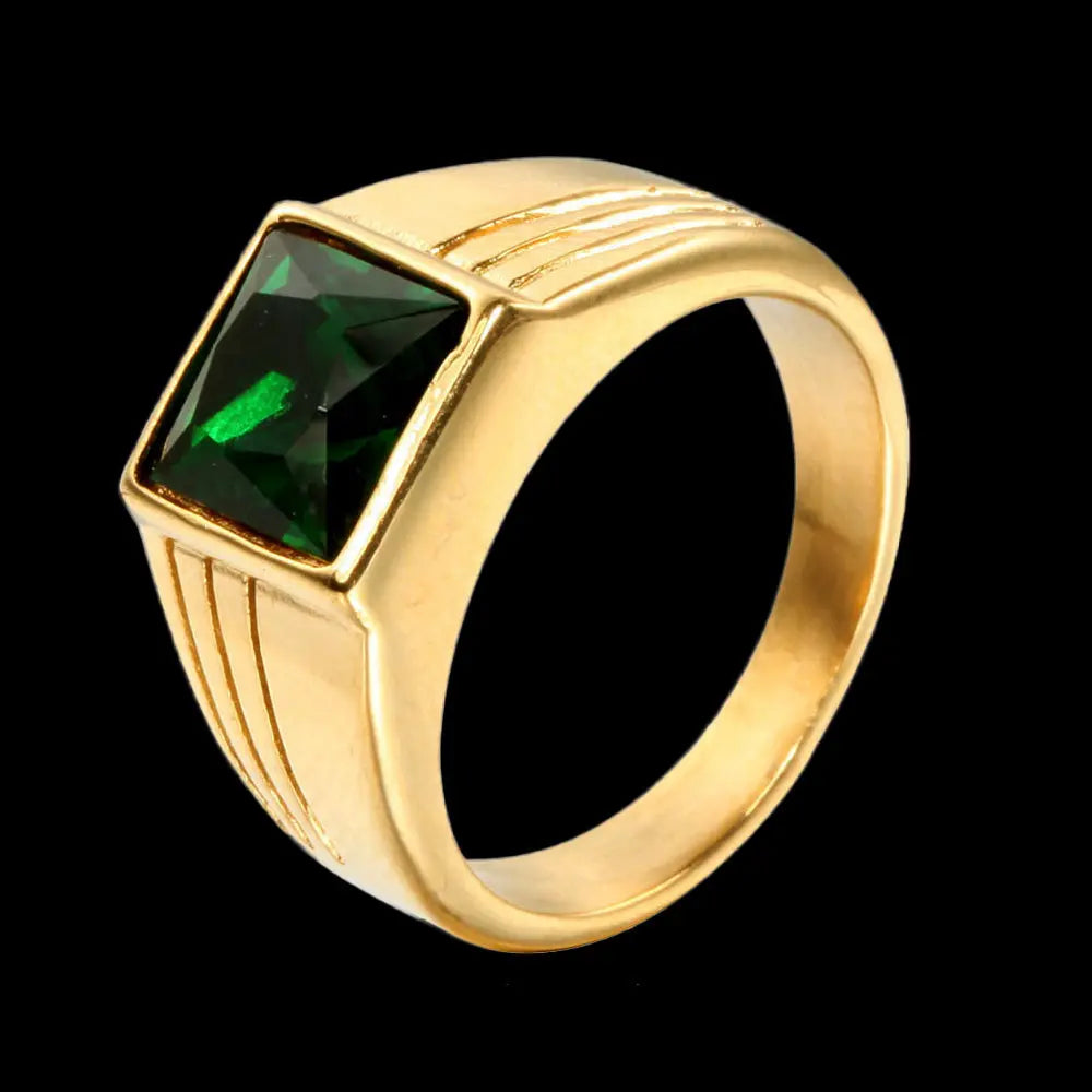 Square Stone Simple Stainless Steel Ring