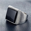 Square Tiger's Eye Stainless Steel Ring