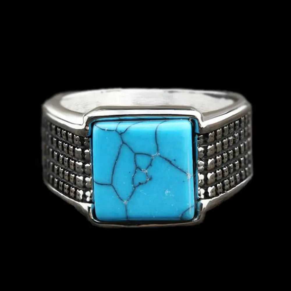 Square Turquoise Stainless Steel Simple Ring