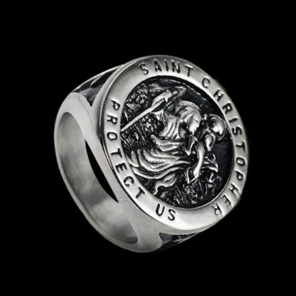 St. Christopher Protect US Cross Ring