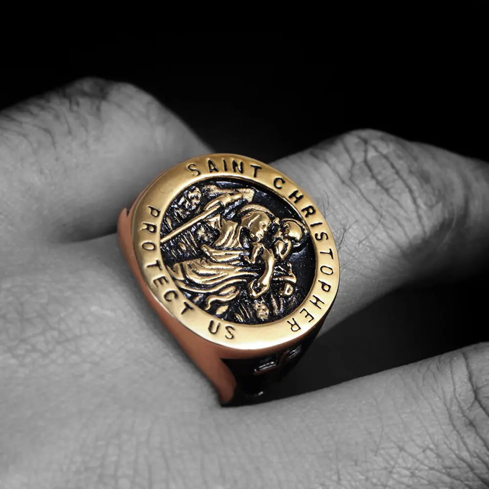 St. Christopher Protect US Cross Ring
