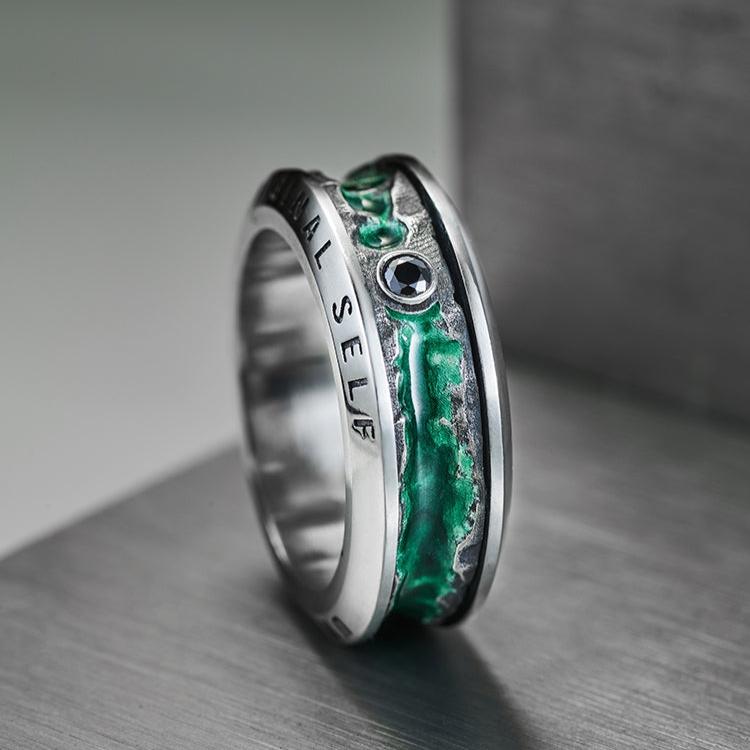 Sterling Silver Emerald Rotating Ring