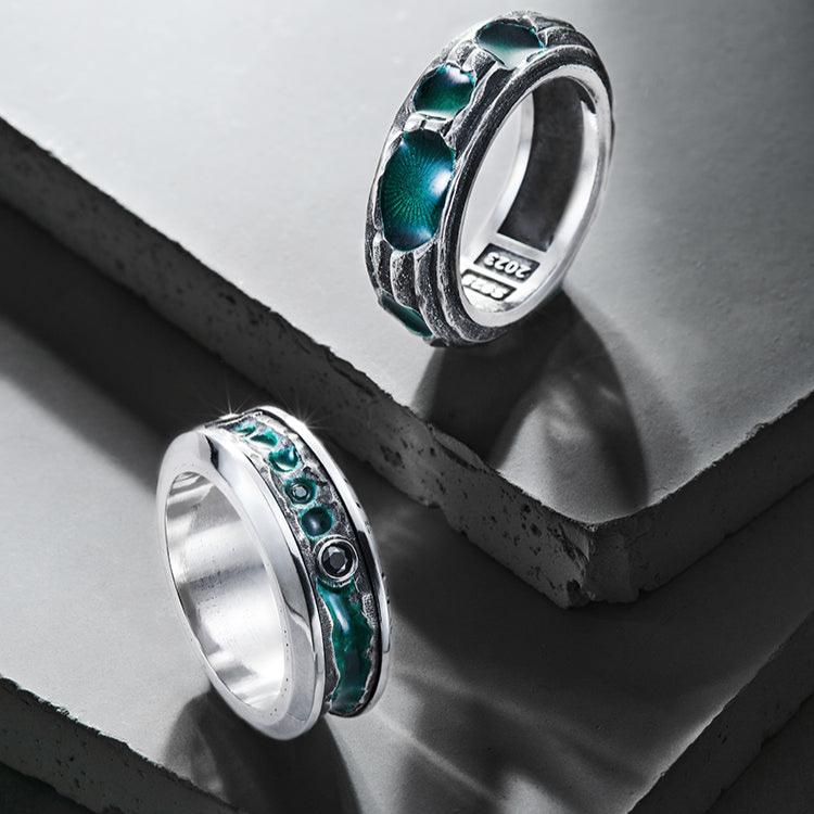 Sterling Silver Emerald Rotating Ring