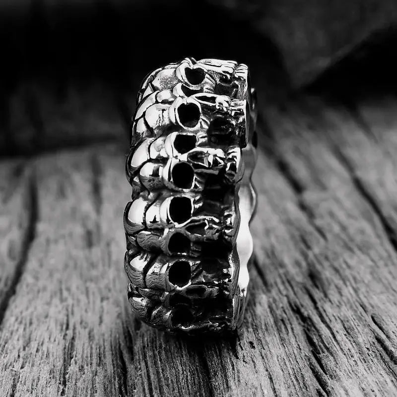 Surrounded Stainless Steel Skull Ring